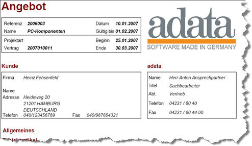 Produktbild adata Auftragsbearbeitung