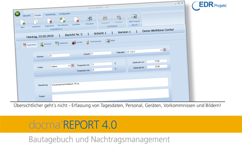 docma REPORT :: Bautagebuch und Nachtragsmanagement