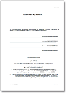 Roommate Agreement - Template USA