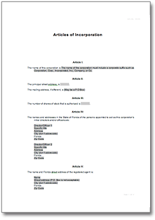 California Articles of Incorporation - Template USA