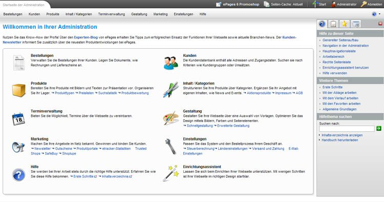 Die Shopverwaltung � alle Tools auf einen Blick