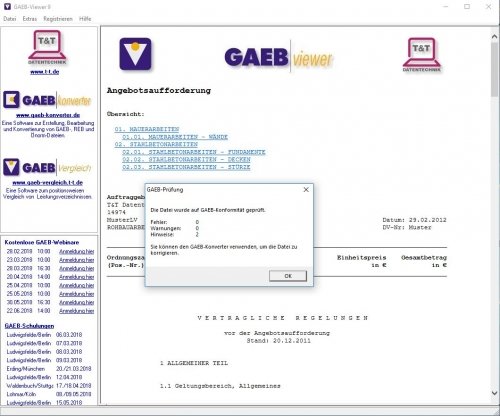 kostenloser GAEB-ÖNorm-Viewer mit integrierter GAEB-Konformitätsprüfung