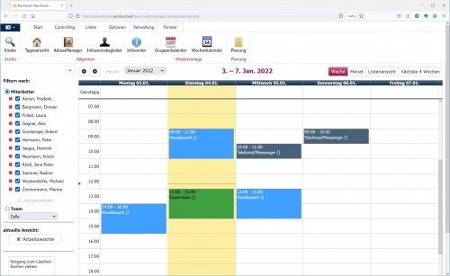 Kalenderfunktion mit Web-DAV-Anbindung