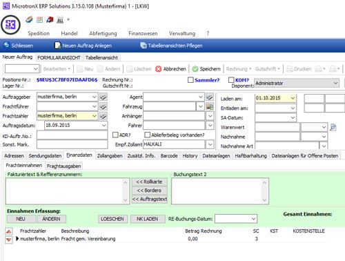 MicrotronX ERP - Speditionssoftware