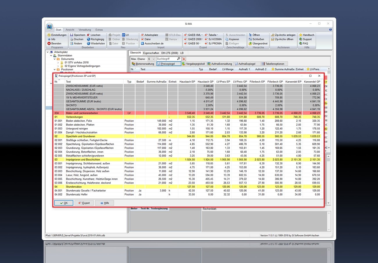 Software: SJ AVA - Ausschreibung/Vergabe/Abrechnung