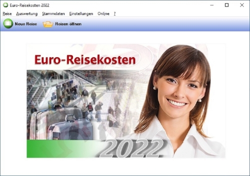 Euro-Reisekosten 2022 Startbildschirm