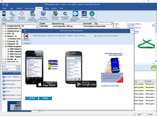 Wartungsplaner APP mobile Erfassung mit dem iPhone oder Android Tablet