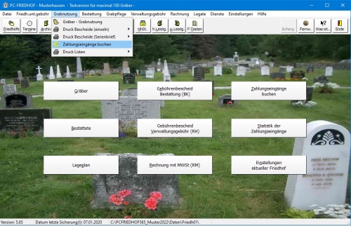 1. Produktbild  PC-FRIEDHOF Software zur Friedhofsverwaltung