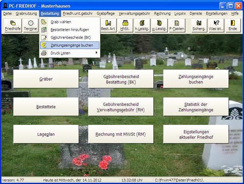 1. Produktbild  PC-FRIEDHOF Software zur Friedhofsverwaltung