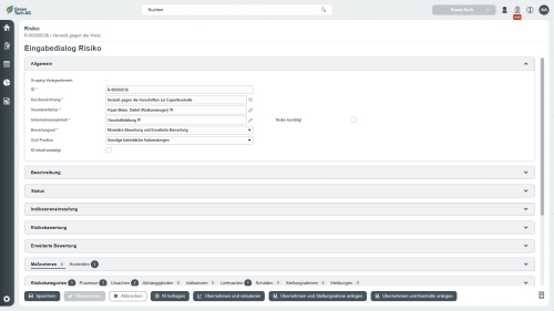 Eingabedialog Risiko