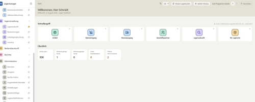LagermanagerCloud - Dashboard der cloudbasierten Lagerverwaltungssoftware