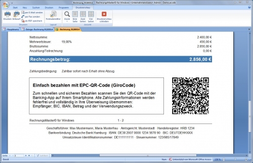 Rechnung mit EPC-QR-Code (GiroCode)