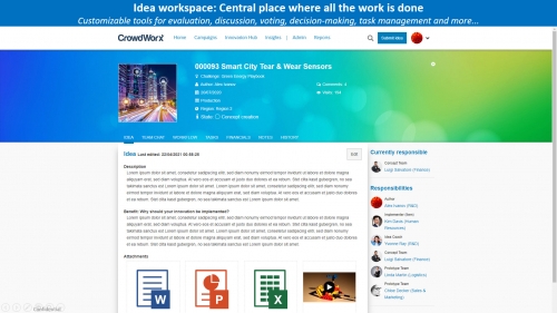 Workplace: Zentrale Sammelstelle aller Daten einer Idee