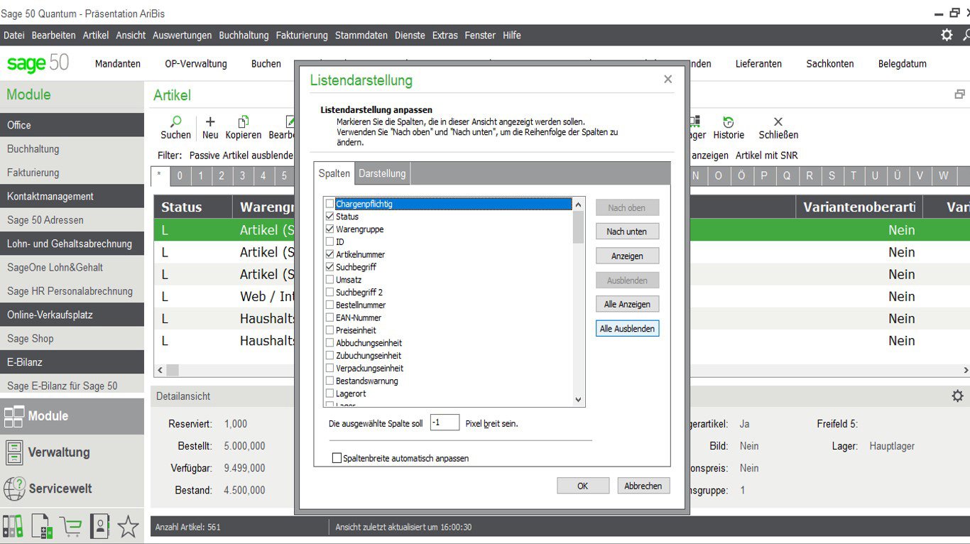 SAGE 50 Quantum Warenwirtschaft