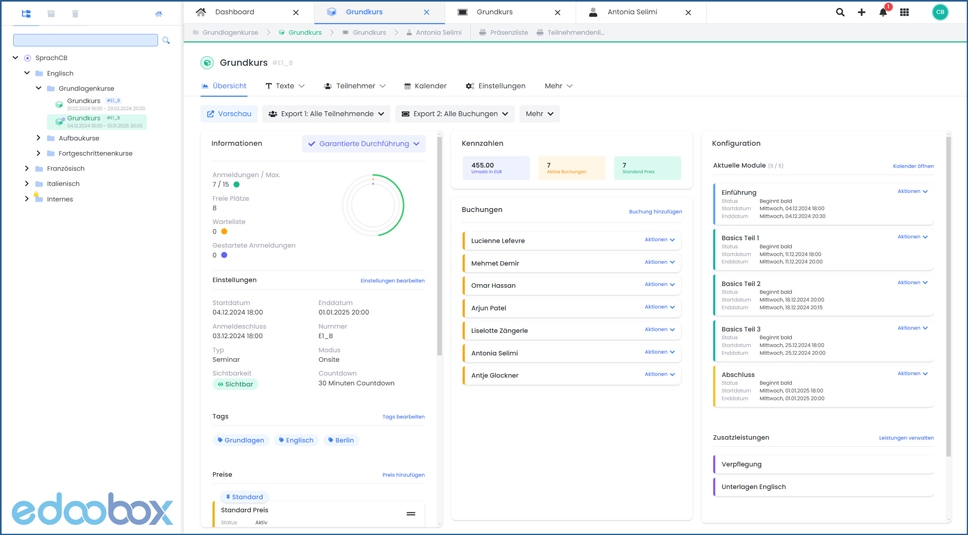 Online-Buchungssystem für die Buchung von Events und Seminare
