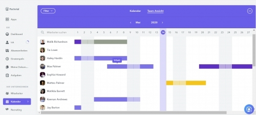 Team Ansicht Kalender