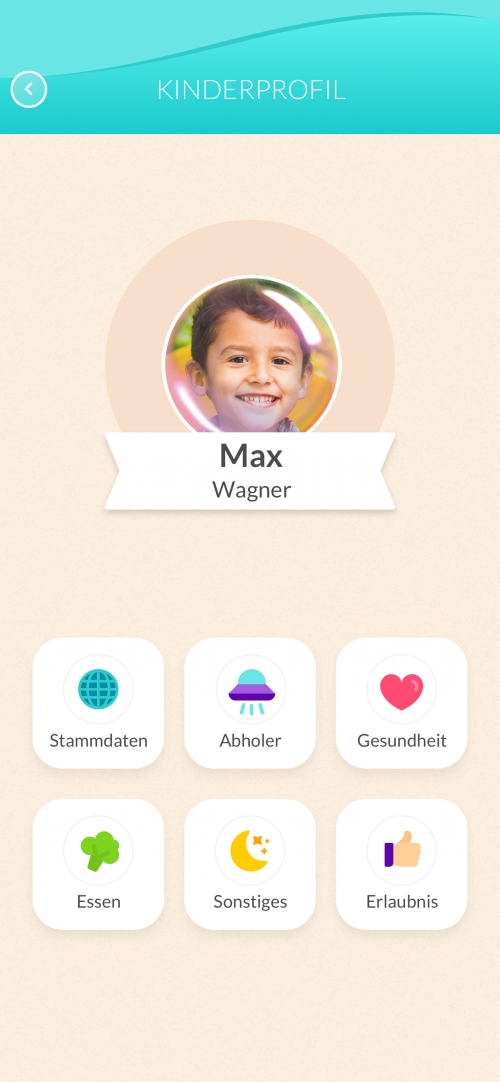 Kinderprofil Startseite CARE Eltern App