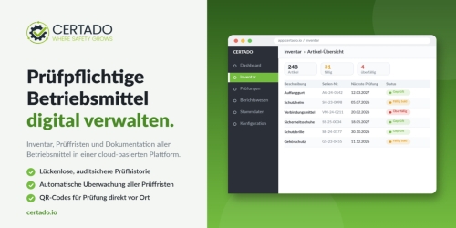 Prüfpflichtige Betriebsmittel digital verwalten