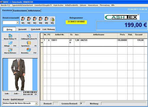 1. Produktbild CASHTEX Kassensystem für Textileinzelhandel