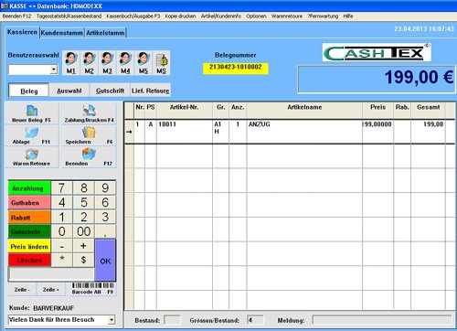 2. Produktbild CASHTEX Kassensystem für Textileinzelhandel
