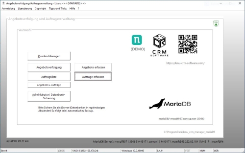 Startbereich der KMU CRM Software