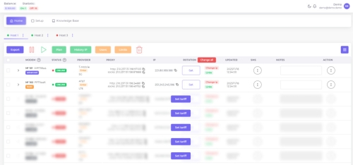 Proxy-Seller - Dashboard zur Verwaltung mobiler Proxys