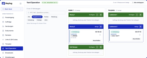Live yard overview and ramp allocation with Heylog