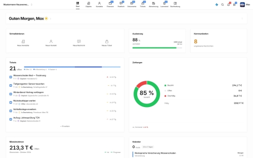 Verwaltio - Dashboard für die digitale Immobilien- und Hausverwaltung