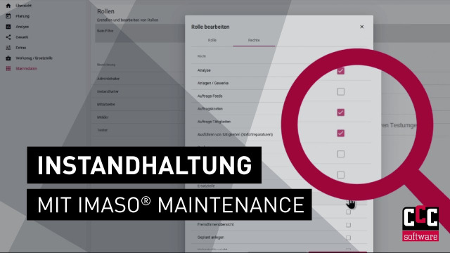 Instandhaltung mit imaso® maintenance | CMMS Software für Wartungsmanagement und Werkzeugverwaltung